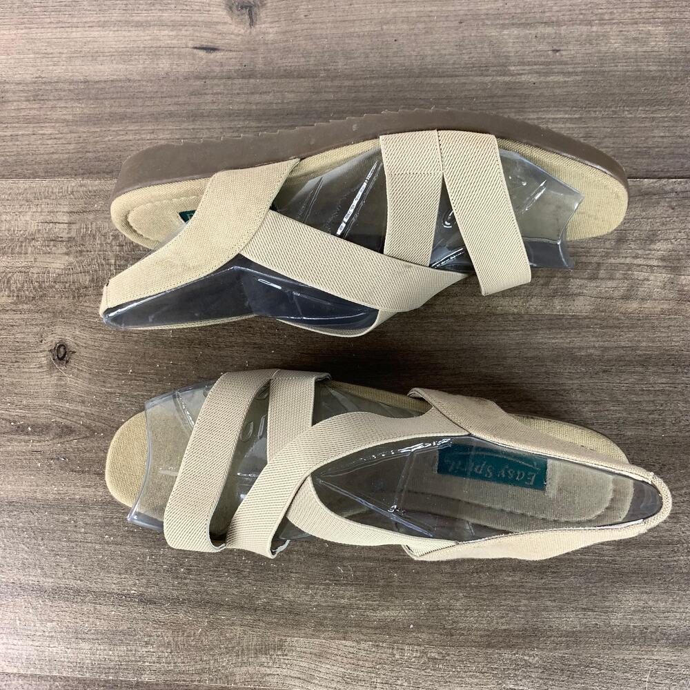 EASY SPIRIT Women's Sandals Shoes Size 11 Beige Elastic Straps Comfort Summer